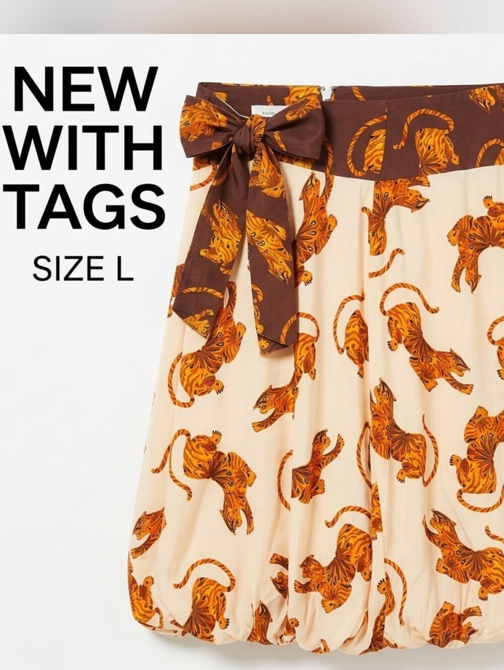 NWT Farm Rio Honey Tiger Print Bubble Mini Dress Size L